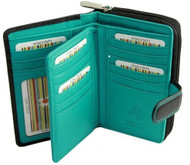 Visconti Cd 22 Ladies Large Black and Red or Black and Aqua Soft Leather Wall...