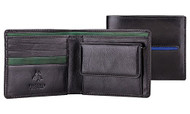 Visconti AER-29 Aero Genuine Leather Mens Bi-Fold Wallet w/Coin Pouch (Black/...
