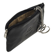 Visconti Monza 19 Leather Key Ring Zippered Coin Pouch Purse (Black)