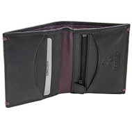 Visconti AP61 Brig Genuine Leather Mens Bi-fold Wallet (Black/Burgundy)