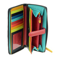 Visconti STR5 Women's Secure RFID Blocking Large Leather Bifold Zip-Around Clutch Wallet Purse