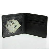 Visconti Poker 43 Genuine Leather Bifold Wallet with Playing Cards Design (Black)