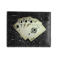 Visconti Poker 44 Genuine Leather Card Case Holder with Playing Cards Design (Black)