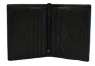 Visconti Alps-32- Mens Black Leather Business Credit Card Holder + Blue Contr...