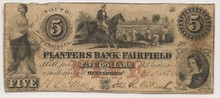 1855 $5 Winnsboro, SC Planters Bank of Fairfield  Fine