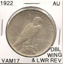 1922 Peace Dollar VAM 17 AU