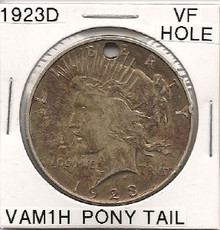 1923 D Peace Dollar VAM 1H VF Hole