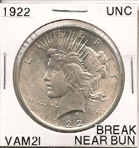 1922 Peace Dollar VAM 2I Break Near Bun UNC - Appraisal Services