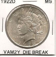 1922D Peace Dollar VAM 2Y Die Break MS