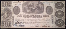 1850 10 DOLLAR THE CHESAPEAKE & OHIO CANAL COMPANY