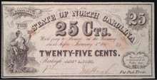 1866 THE STATE OF NORTH CAROLINA 25 CENT FRACTIONAL