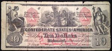 REPLICA 1861 10 DOLLAR CONFEDERATE NOTE PICTORIAL OF INDIANS HUNTING