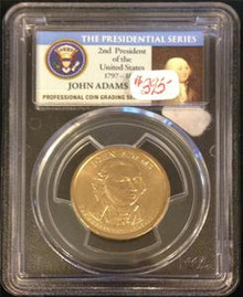 2007-P JOHN ADAMS DOUBLED EDGE LETTERING INVERTED PCGS CERTIFIED MS 65