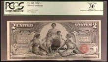 Fr. 248 1896 2 DOLLAR EDUCATIONAL SILVER CERTIFICATE PCGS CERTIFIED VERY FINE 30