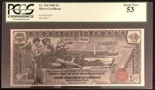 Fr. 224 1896 1 DOLLAR EDUCATIONAL SILVER CERTIFICATE PCGS CERTIFIED ABOUT NEW 53