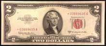 SERIES 1953 C 2 DOLLAR FEDERAL RESERVE RED SEAL STAR NOTE UNCIRCULATED