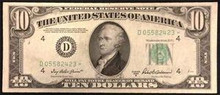 SERIES 1950 C 10 DOLLAR UNITED STATES FEDERAL RESERVE STAR NOTE AU