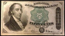 UNITED STATES FRACTIONAL CURRENCY 50 CENTS PICTORIAL OF SAM DEXTER EXTRA FINE