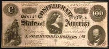 1864 100 DOLLAR CONFEDERATE STATES OF AMERICA RICHMOND EXTRA FINE