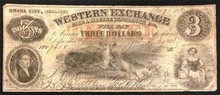 1856 3 DOLLAR WESTERN EXCHANGE FIRE & MARINE INSURANCE CO. OMAHA CITY, NEBRASKA