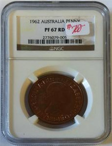 1962 AUSTRALIA NGC CERTIFIED PENNY PF 67 RED