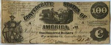 1861 100 DOLLAR THE CONFEDERATE STATES OF AMERICA RICHMOND VIRGINIA VERY FINE