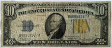 SERIES 1934 A 10 DOLLAR NORTH AFRICA SILVER CERTIFICATE FINE 330764461730