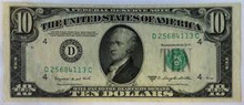 SERIES 1950 C UNITED STATES FEDERAL RESERVE NOTE CLEVELAND OHIO  DC BLOCK CH UNC