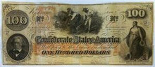 1863 100 DOLLAR THE CONFEDERATE STATES OF AMERICA MILITARY ISSUE SIGNED FINE