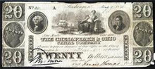1810 20 DOLLAR THE CHESAPEAKE & OHIO CANAL COMPANY HAND SIGNED EF