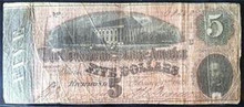 1864 5 DOLLAR THE CONFEDERATE STATES OF AMERICA RICHMOND VIRGINIA VERY FINE