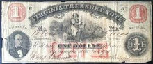 1862 RICHMOND VIRGINIA TREASURY NOTE PICTORIAL OF LADY SITTING HAND SIGNED FINE