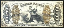 1863 UNITED STATES FRACTIONAL PICTORIAL OF LADY WITH EAGLE FR 1361 GEM UNC