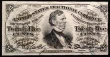 1863 UNITED STATES 25 CENT FRACTIONAL CURRENCY FR 1294 UNC
