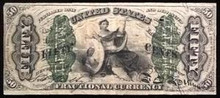 1863 UNITED STATES 50 CENT FRACTIONAL CURRENCY PICTORIAL OF LADY WITH EAGLE EF