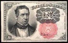 1874 UNITED STATES 10 CENT FRACTIONAL PICTORIAL OF WILLIAM MEREDITH UNC FR 1266