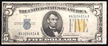 SERIES 1934 A $5 NORTH AFRICA NOTE VERY FINE