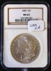1880-P VAM-5A Doubled Date, Clashed Obverse n & s NGC CERTIFIED MS 63