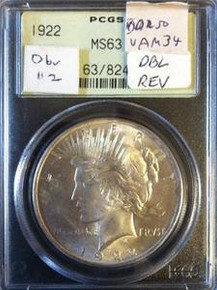 1922-P VAM-34 Doubled Lower Right Reverse PCGS MS 63