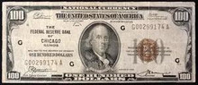 1929 $100 THE FEDERAL RESERVE BANK OF CHICAGO ILLINOIS FINE