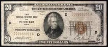 1929 $20 THE FEDERAL RESERVE BANK OF CLEVELAND OHIO VERY GOOD 330738392132