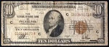 1929 $10 THE FEDERAL RESERVE BANK OF PHILADELPHIA PENNSYLVANIA VERY GOOD