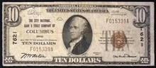 TYPE 1 $10 THE CITY NATIONAL BANK & TRUST COMPANY ON COLUMBUS OHIO BLOCK 7621