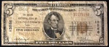 1929 TYPE 1 $5 THE UNION NATIONAL BANK OF YOUNGSTOWN OHIO BLOCK 13586 VG