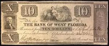 1832 THE BANK OF WEST FLORIDA 10 DOLLARS 10 SILVER DOLLARS ON RIGHT! VF+