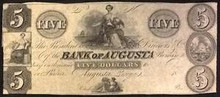 1800's BANK OF AUGUSTA GEORGIA 10 DOLLARS PICTORIAL OF MAIDEN WITH EAGLE UNC