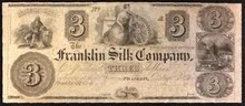 1800's FRANKLIN SILK COMPANY STATE OF OHIO 3 DOLLARS UNC