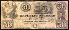 REPUBLIC OF TEXAS 50 DOLLARS PICTORIAL OF NUDE VENUS! HAND SIGNED VF+