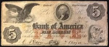1954 THE BANK OF AMERICA RHODE ISLAND 5 DOLLARS PICTORIAL OF EAGLE HAND SIGNED