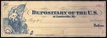 1860's DEPOSITARY OF THE U.S. AT LOUISVILLE PICTORIAL OF WOMEN WITH FLAG UNC